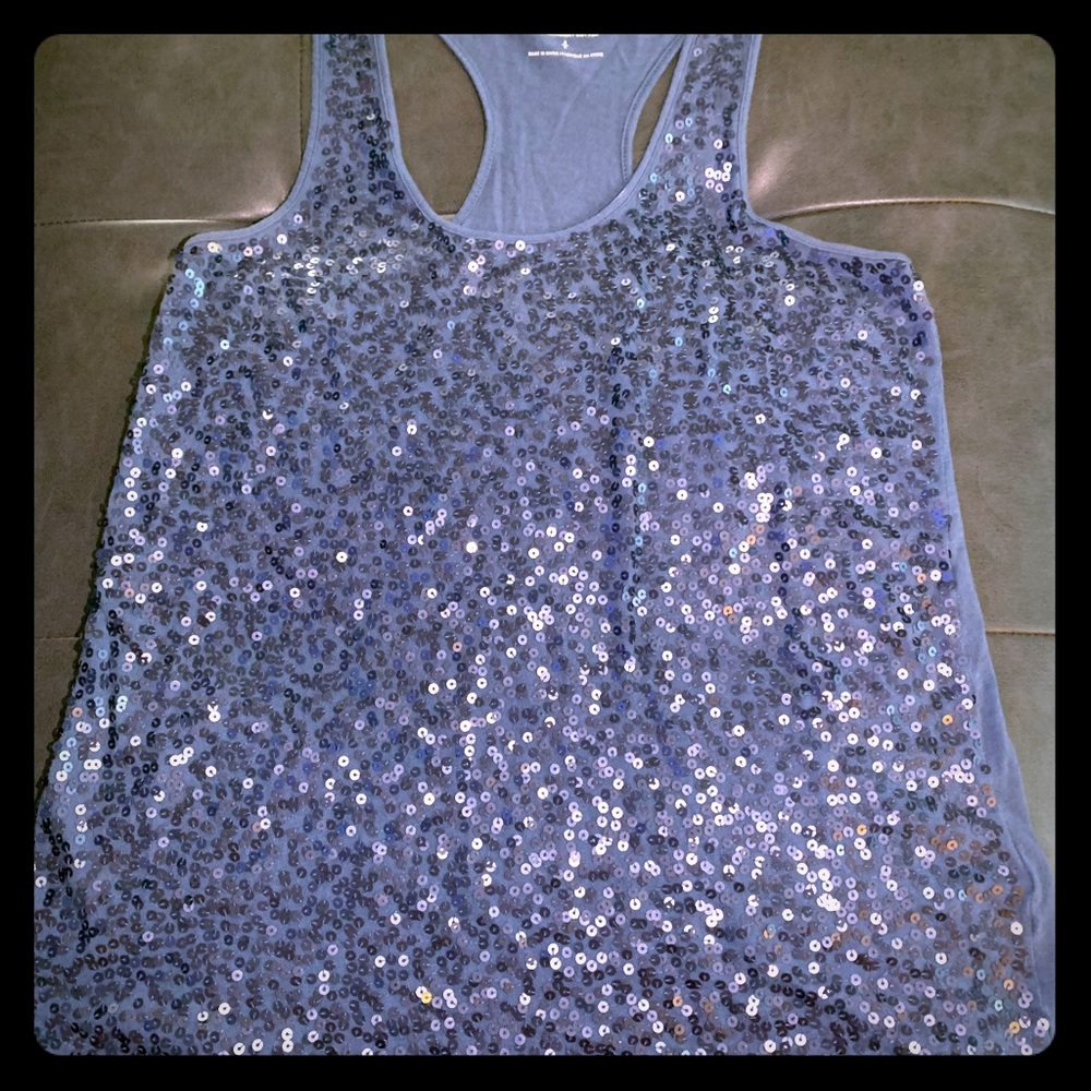 Light Blue Sequin Racerback Tank